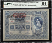 AUSTRIA. Oesterreichisch-ungarische Bank. 1000 Kronen, 1902 (ND 1919). P-58. PMG Choice Uncirculated 64 EPQ.

Estimate: $150.00- $300.00