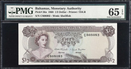 BAHAMAS. Bahamas Monetary Authority. 1/2 Dollar, 1968. P-26a. PMG Gem Uncirculated 65 EPQ.
From the Scott Lindquist Collection.

Estimate: $75.00- ...