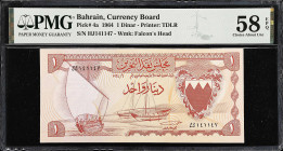 BAHRAIN. Lot of (2). Bahrain Currency Board. 1/2 & 1 Dinar, 1964. P-3a & 4a. PMG Choice About Uncirculated 58 EPQ & Choice Uncirculated 64 EPQ.

Est...