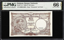 BELGIUM. Banque Nationale de Belgique. 20 Francs, 1947. P-111. PMG Gem Uncirculated 66 EPQ.

Estimate: $75.00- $100.00