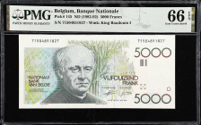 BELGIUM. Nationale Bank Van Belgie. 5000 Francs, ND (1982-92). P-145. PMG Gem Uncirculated 66 EPQ.

Estimate: $200.00- $400.00