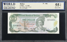 BELIZE. Central Bank of Belize. 1 Dollar, 1987. P-46c. Courtesy Autograph. WBG About Uncirculated 55 TOP.

Estimate: $75.00- $125.00