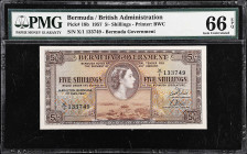 BERMUDA. Bermuda Government. 5 Shillings, 1957. P-18b. PMG Gem Uncirculated 66 EPQ.
From the Scott Lindquist Collection.

Estimate: $175.00- $275.0...