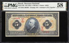 BRAZIL. Thesouro Nacional. 5 Mil Reis, ND (1925). P-29b. PMG Choice About Uncirculated 58.

Estimate: $75.00- $150.00