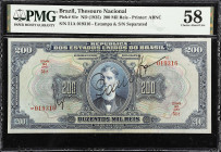 BRAZIL. Thesouro Nacional. 200 Mil Reis, ND (1925). P-81c. PMG Choice About Uncirculated 58.

Estimate: $200.00- $400.00