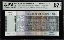 BRAZIL. Lot of (3). Banco Central do Brasil. 500 Cruzeiros, ND (1980). P-196Ac. Consecutive/Commemorative. PMG Gem Uncirculated 66 EPQ & Superb Gem Un...