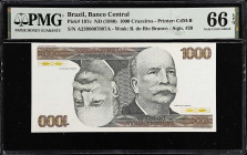 BRAZIL. Lot of (2). Banco Central do Brasil. 1000 Cruzeiros, ND (1980). P-197c. Consecutive. PMG Gem Uncirculated 66 EPQ.

Estimate: $75.00- $100.00