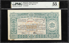 BULGARIA. Bulgarian Kingdom Treasury. 1000 Leva, 1943. P-67H. PMG About Uncirculated 55.
PMG comments "Stained".

Estimate: $100.00- $200.00