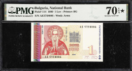 BULGARIA. Blgarska Narodna Banka. 1 Lev, 1999. P-114. PMG Seventy Gem Uncirculated 70 EPQ*.

Estimate: $50.00- $100.00