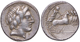 ROMANE REPUBBLICANE - ANONIME - Monete senza il nome del monetiere (143-81a.C.) - Denario B. 226; Cr. 350A/2 (AG g. 3,9) 
qSPL