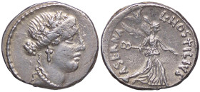 ROMANE REPUBBLICANE - HOSTILIA - L. Hostilius Saserna (48 a.C.) - Denario B. 5; Cr. 448/1a (AG g. 4,09) 
qSPL