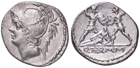 ROMANE REPUBBLICANE - MINUCIA - Q. Minucius Thermus M. f. (103 a.C.) - Denario B. 19; Cr. 319/1 (AG g. 3,88) 
qSPL/SPL