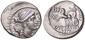 ROMANE REPUBBLICANE - PLAUTIA - P. Plautius Hypsaeus (60 a.C.) - Denario B. 12; Cr. 420/2 (AG g. 4,08) Lievemente decentrato - Lievemente decentrato
...