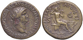 ROMANE IMPERIALI - Nerone (54-68) - Dupondio C. 322 (AE g. 15,13) Con cartellino Clelio Varesi - Con cartellino Clelio Varesi
BB+