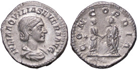ROMANE IMPERIALI - Aquilia Severa (seconda moglie di Elagabalo) - Denario C. 6 (30 Fr.); RIC 228 (AG g. 3,05) 
SPL