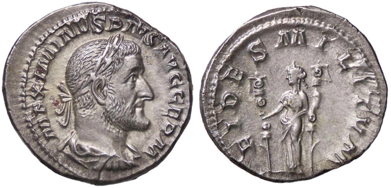 ROMANE IMPERIALI - Massimino I (235-238) - Denario C. 7; RIC 7a (AG g. 3,41) 
S...