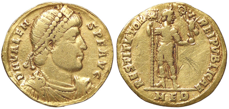 ROMANE IMPERIALI - Valente (364-378) - Solido (Milano) RIC 2b (AU g. 4,01) Da in...