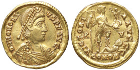 ROMANE IMPERIALI - Onorio (393-423) - Solido (Ravenna) C. 44 (20 Fr); RIC 1287 (AU g. 4,43) 
qSPL/BB+