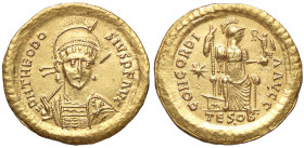 ROMANE IMPERIALI - Teodosio II (402-450) - Solido (Tessalonica) RIC 352 (AU g. 4,45) 
SPL+