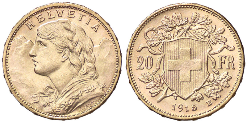 ESTERE - SVIZZERA - Confederazione - 20 Franchi 1915 Kr. 35.1 (AU g. 6,44) 
qFD...