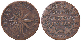 ZECCHE ITALIANE - MANTOVA - Vincenzo I Gonzaga (1587-1612) - Tessera 1598 RRR (CU g. 2,2) Ø 20Per il teatro - Per il teatro - 
BB