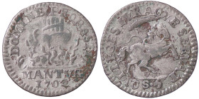 ZECCHE ITALIANE - MANTOVA - Ferdinando Carlo Gonzaga-Nevers (1669-1707) - 5 Soldi 1702 CNI 47; MIR 747 RR MI 
BB+