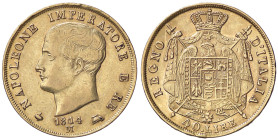 ZECCHE ITALIANE - MILANO - Napoleone I, Re d'Italia (1805-1814) - 40 Lire 1814 Gig. 82a (AU g. 12,88)Puntali sagomati - 14 ribattuto su 0 - Puntali sa...