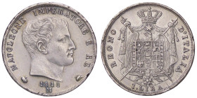 ZECCHE ITALIANE - MILANO - Napoleone I, Re d'Italia (1805-1814) - Lira 1811 Mont. 258; MIR 492/6 R (AG g. 5)Puntali aguzzi Cifre 11 ribattute su altre...