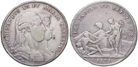 ZECCHE ITALIANE - NAPOLI - Ferdinando IV di Borbone (primo periodo, 1759-1799) - Piastra 1791 P.R. 60; Mont. 216 RR AG 
meglio di MB