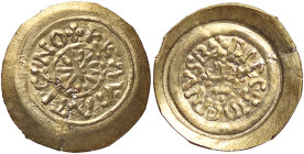 ZECCHE ITALIANE - PAVIA - Desiderio (756-774) - Tremisse CNI 1/7; MIR 809 RRR (AU g. 1,06) Frattura ricomposta - Frattura ricomposta
MB