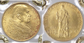 ZECCHE ITALIANE - ROMA - Pio XI (1922-1939) - 100 Lire 1933-34 Pag. 616; Mont. 425 (AU g. 8,8) Sigillata Francesco Cavaliere - Sigillata Francesco Cav...