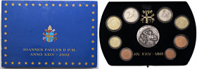 ZECCHE ITALIANE - ROMA - Giovanni Paolo II (1978-2005) - Serie 2002 A. XXIV AG-NI-BR Confezione da 8 pezzi e medaglia - Confezione da 8 pezzi e medagl...