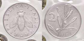 REPUBBLICA ITALIANA - Repubblica Italiana (monetazione in lire) (1946-2001) - 2 Lire 1958 Mont. 7 RR IT Sigillata Cesare Bobba - Sigillata Cesare Bobb...