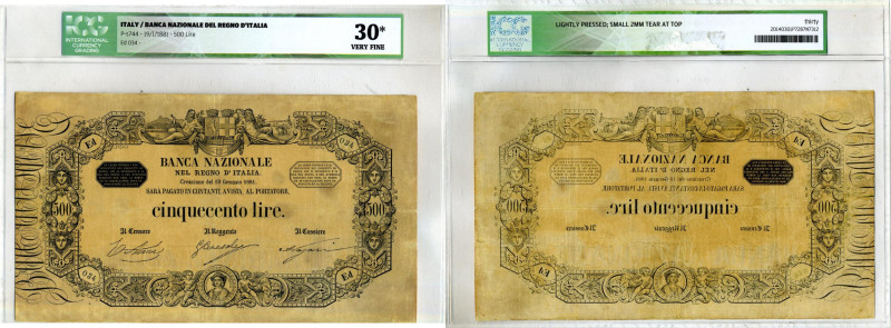 CARTAMONETA - Banca Nazionale nel Regno d'Italia - 500 Lire 19/01/1881 Gav. 224 ...