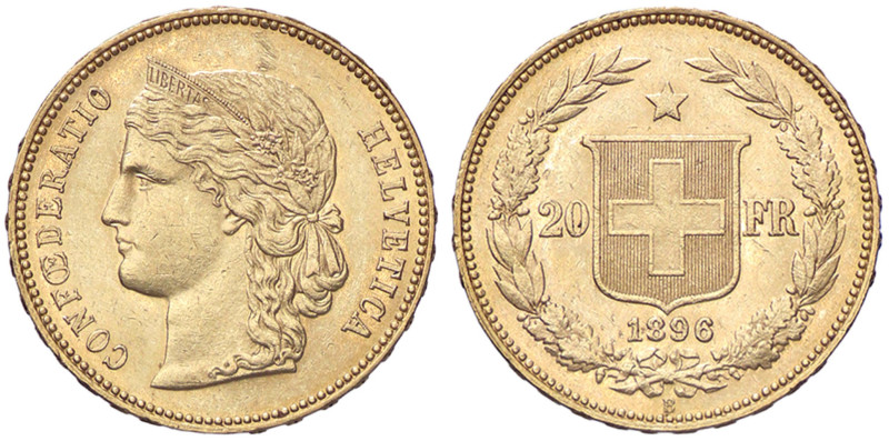 ESTERE - SVIZZERA - Confederazione - 20 Franchi 1896 Kr. 31.3 (AU g. 6,46) 
SPL