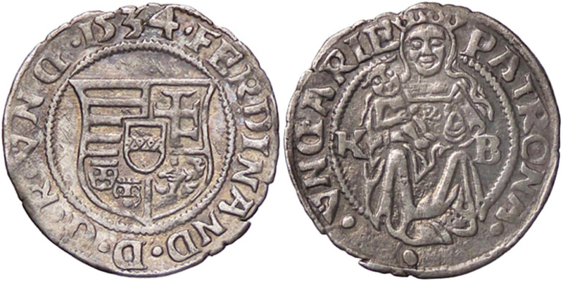 ESTERE - UNGHERIA - Ferdinando I (1521-1564) - Denaro 1534 (AG g. 0,55) 
BB+