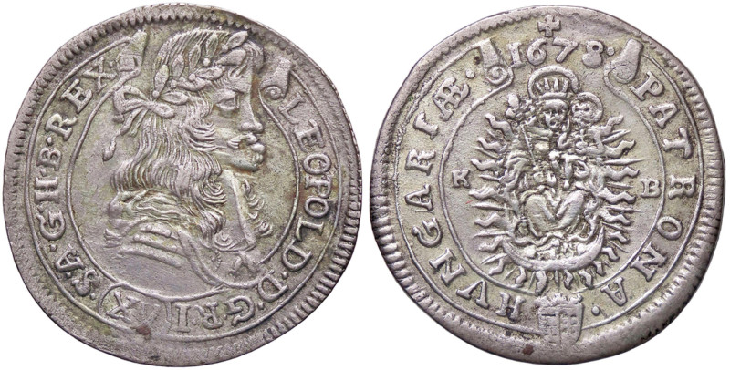 ESTERE - UNGHERIA - Leopoldo I (1658-1705) - 15 Krajczar 1678 Kr. 175 AG Da mont...