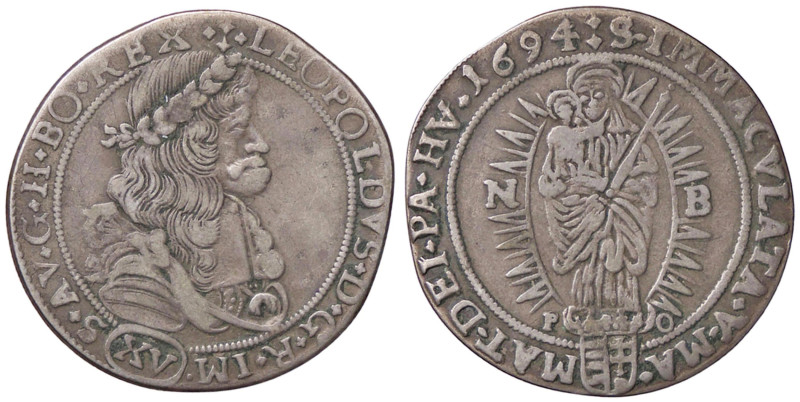 ESTERE - UNGHERIA - Leopoldo I (1658-1705) - 15 Krajczar 1694 (AG g. 4,82) 
BB