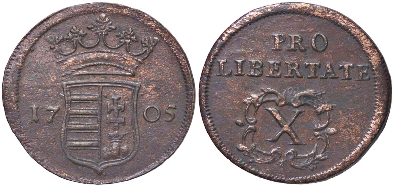 ESTERE - UNGHERIA - Leopoldo I (1658-1705) - 10 Poltura 1705 Kr. 264.1 CU Moneta...