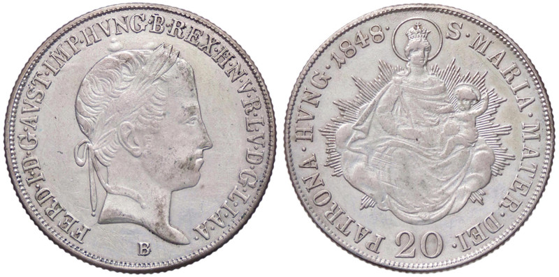 ESTERE - UNGHERIA - Ferdinando I (1835-1848) - 20 Krajczar 1848 Kr. 422 AG 
qSP...