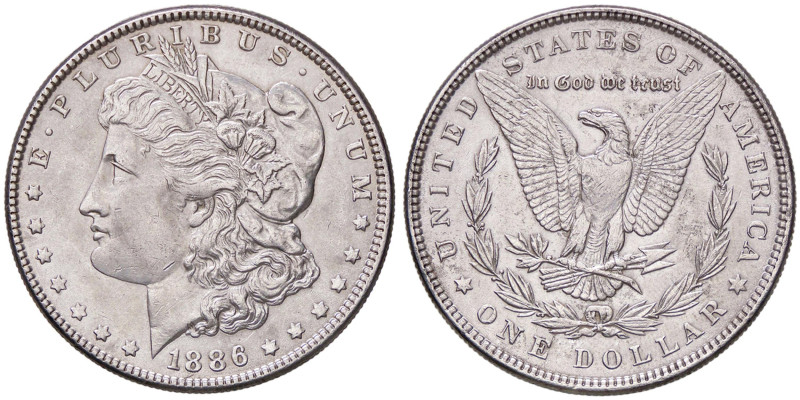 ESTERE - U.S.A. - Dollaro 1886 - Morgan Kr. 110 AG Segno sul volto - Segno sul v...