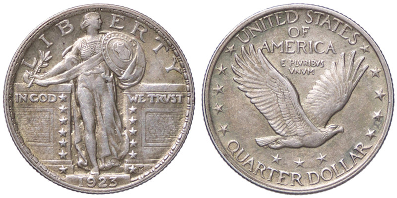 ESTERE - U.S.A. - Quarto di dollaro 1923 - Standing Liberty Kr. 145 AG 
qSPL