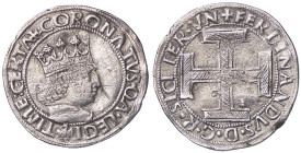 ZECCHE ITALIANE - L'AQUILA - Ferdinando I d’Aragona (1458-1494) - Coronato CNI 58 e succ.; MIR 87 R (AG g. 3,68) 
meglio di MB