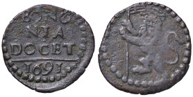 ZECCHE ITALIANE - BOLOGNA - Innocenzo XII (1691-1700) - Quattrino 1691 CNI 18; Munt. 149 R CU 
qBB/BB