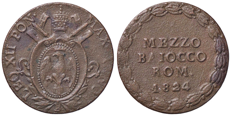 ZECCHE ITALIANE - BOLOGNA - Leone XII (1823-1829) - Mezzo baiocco 1824 A. I Pag....