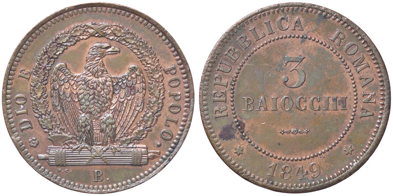 ZECCHE ITALIANE - BOLOGNA - Repubblica Romana (1848-1849) - 3 Baiocchi 1849 Pag....