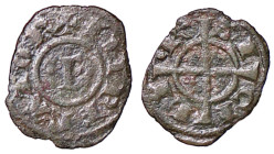 ZECCHE ITALIANE - BRINDISI - Federico II (1197-1250) - Quarto di denaro MIR 275 RRR (MI g. 0,26) 
qBB/BB