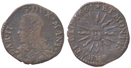 ZECCHE ITALIANE - CASALE - Carlo II Gonzaga (1647-1665) - Soldo 1661 CNI 10/13; MIR 361 MI 
qBB/BB