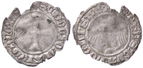 ZECCHE ITALIANE - CHIVASSO - Secondotto Paleologo (1372-1378) - Quarto di grosso CNI 1/3; MIR 390 RRR (AG g. 0,64) Mancanza marginale - Mancanza margi...