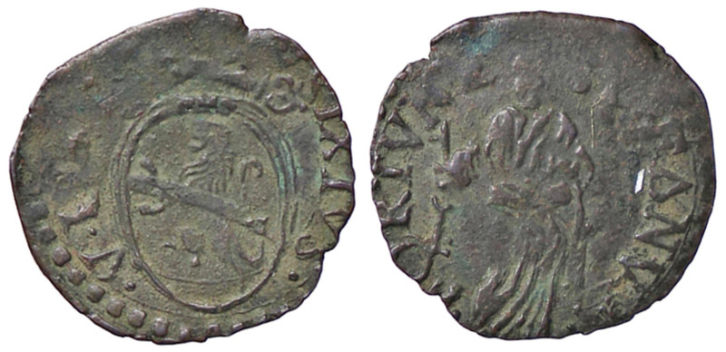 ZECCHE ITALIANE - FANO - Sisto V (1585-1590) - Quattrino R (MI g. 0,76) 
BB/qBB